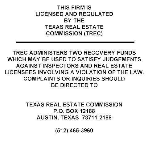 Texas Real Estate Commission Notice